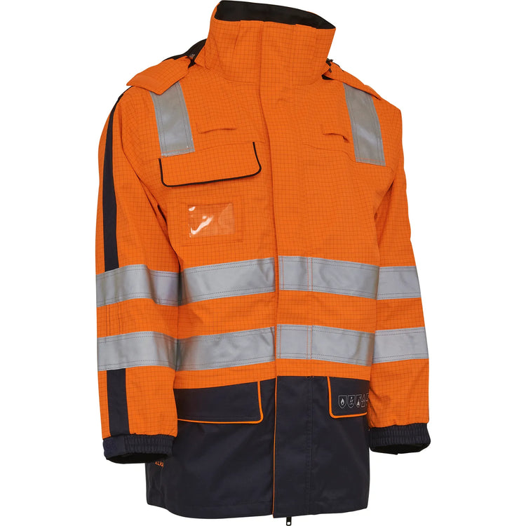 ELKA Rainwear - Securetech Multinorm Electric Arc Jacket - Fluorescent Orange/Navy