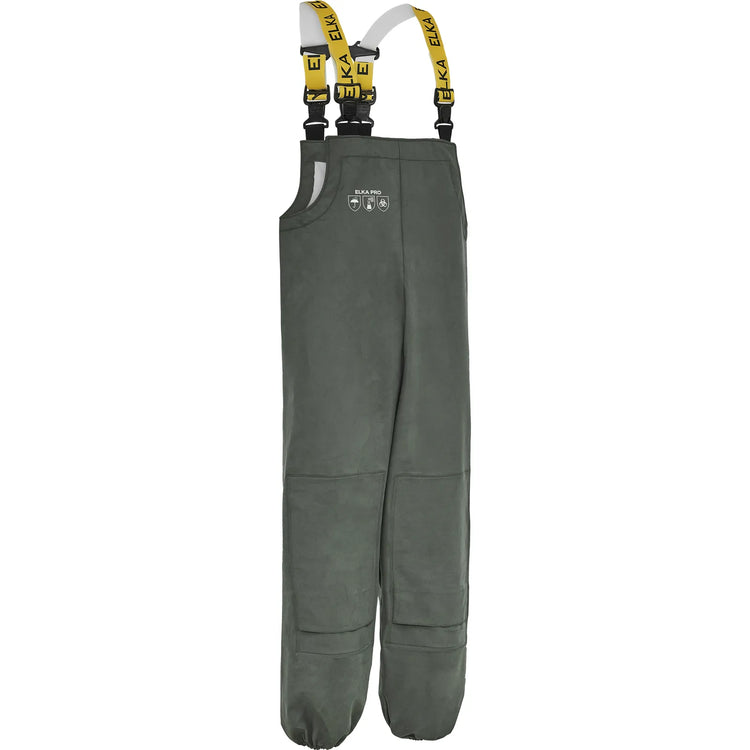 ELKA Rainwear - ELKA PRO Bib & brace w/ pockets for knee pads - Olive