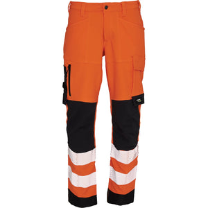 ELKA Rainwear - Visible Xtreme Recycled Workwear Trousers - Short model - Fluorescent Orange/Black