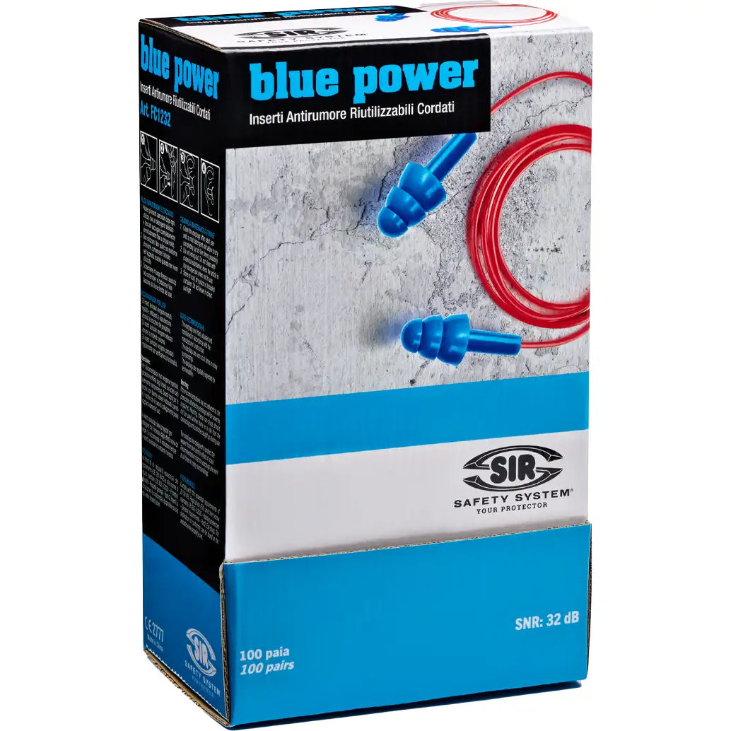 Sir Safety BLUE POWER corded earplugs 100 pairs - FC1232