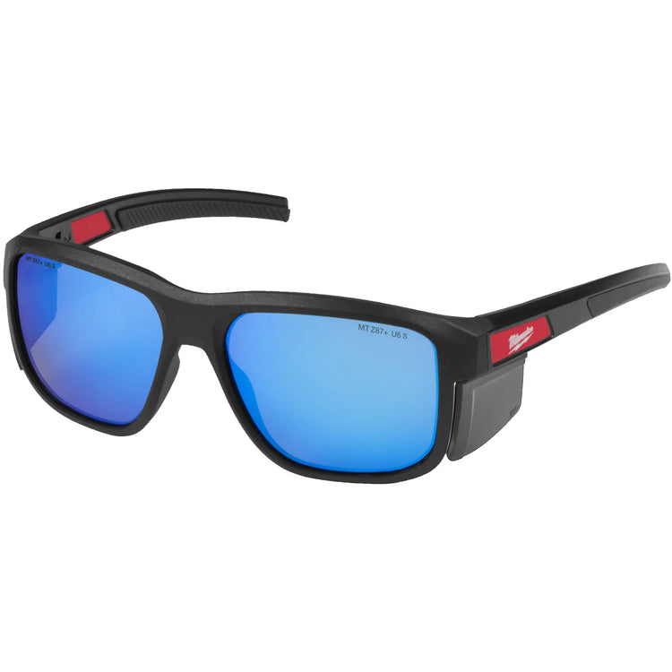 Milwaukee Full Frame Polarized Blue/Green Mirror Safety Glasses
