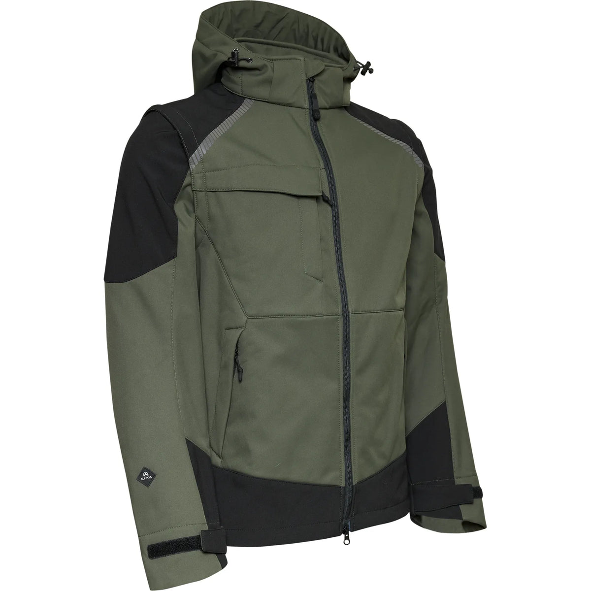 ELKA Rainwear - Working Xtreme Softshell Jacket with detachable sleeves - Olive/Black