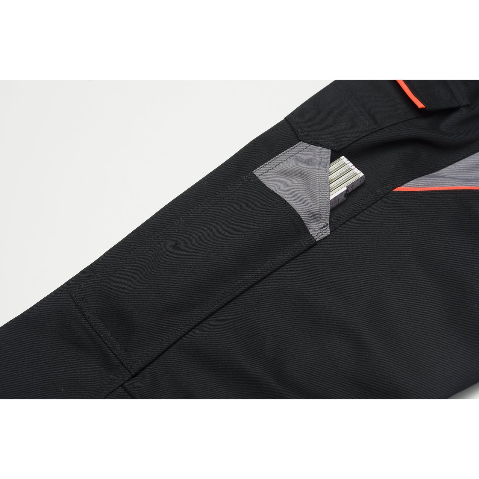 Planam Visline Trousers black/orange/zinc - Everything in its place: The ruler pocket keeps your important tools to hand at all times.