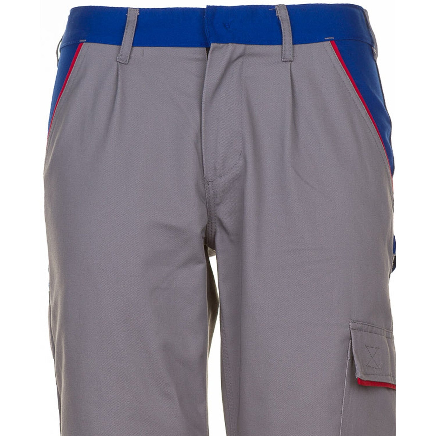 Planam Highline Trousers zinc/slate/red - The inside tack button prevents scratching of sensitive surfaces