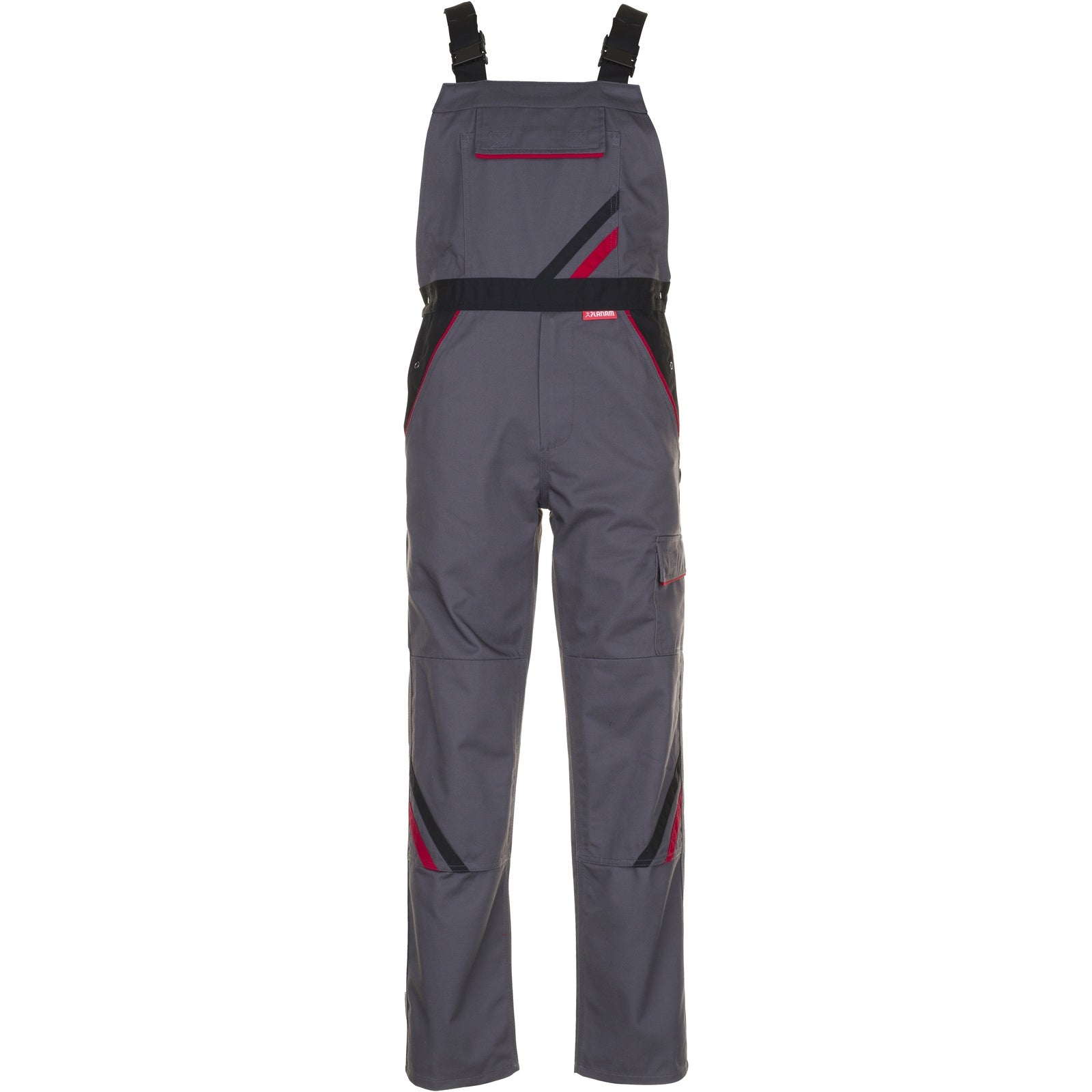 Planam Highline Dungarees slate/black/red - Model view 1
