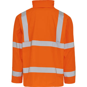 ELKA Rainwear - Dry Zone Visible PU Rain Jacket Hi-Vis with Reflective Stripes - Fluorescent Orange