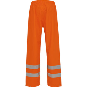 ELKA Rainwear - Dry Zone Visible Hi-Vis Rain Trousers with vertical reflective stripes - Fluorescent Orange