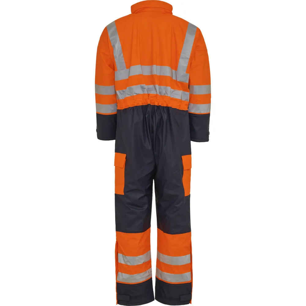 ELKA Rainwear - Dry Zone Visible Thermal Coverall - Fluorescent Orange/Navy
