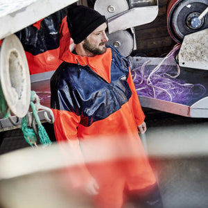 ELKA Rainwear - Fishing Xtreme Smock - Fluorescent Orange/Navy