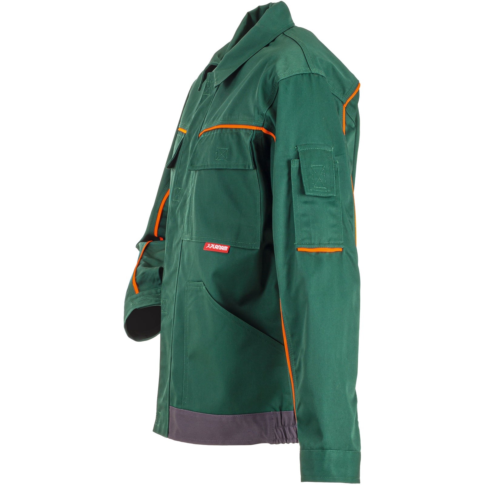 Planam Visline V2 Waisted Jacket green/orange/slate - Model view 4
