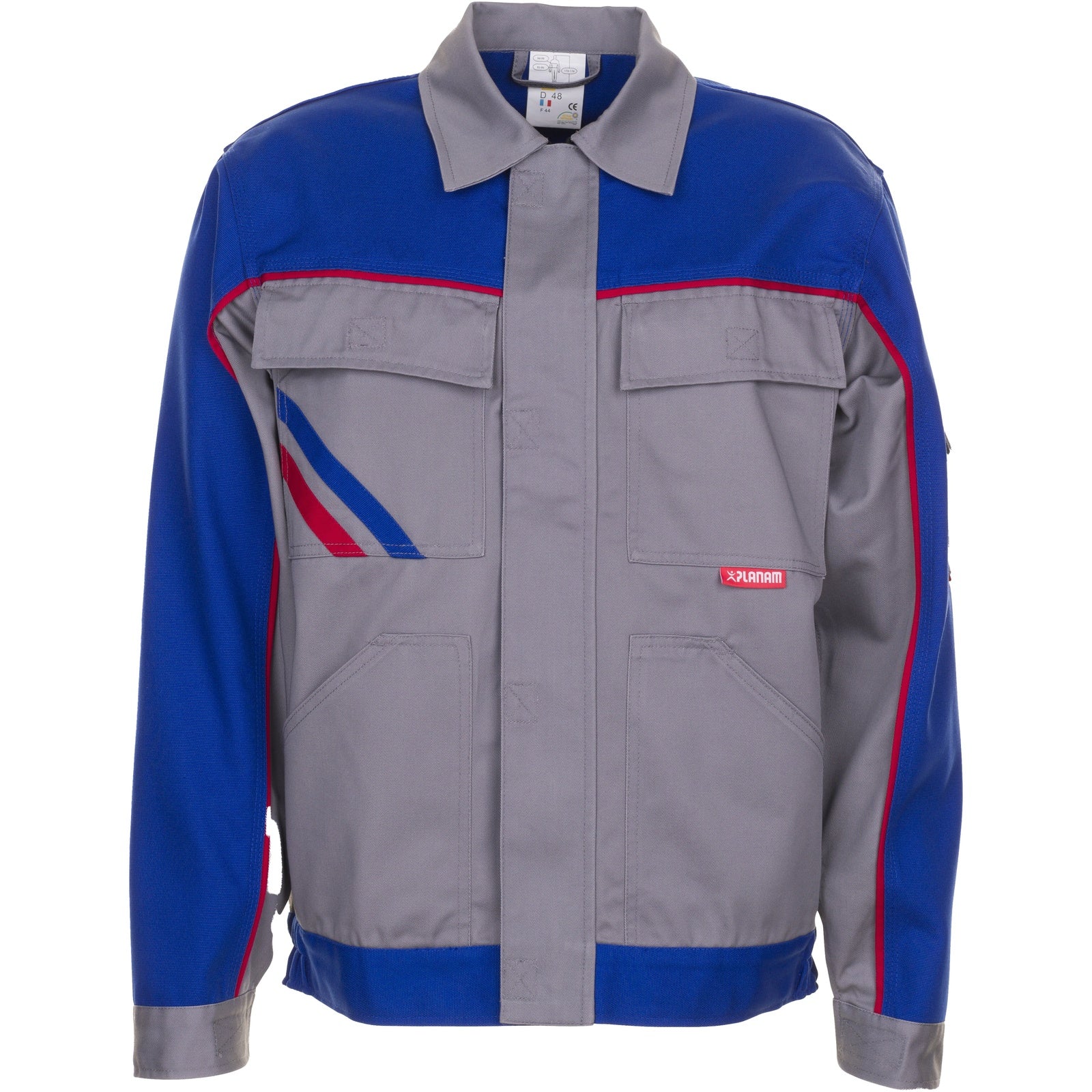 Planam Highline Waisted Jacket zinc/royal blue/red - Model view 1