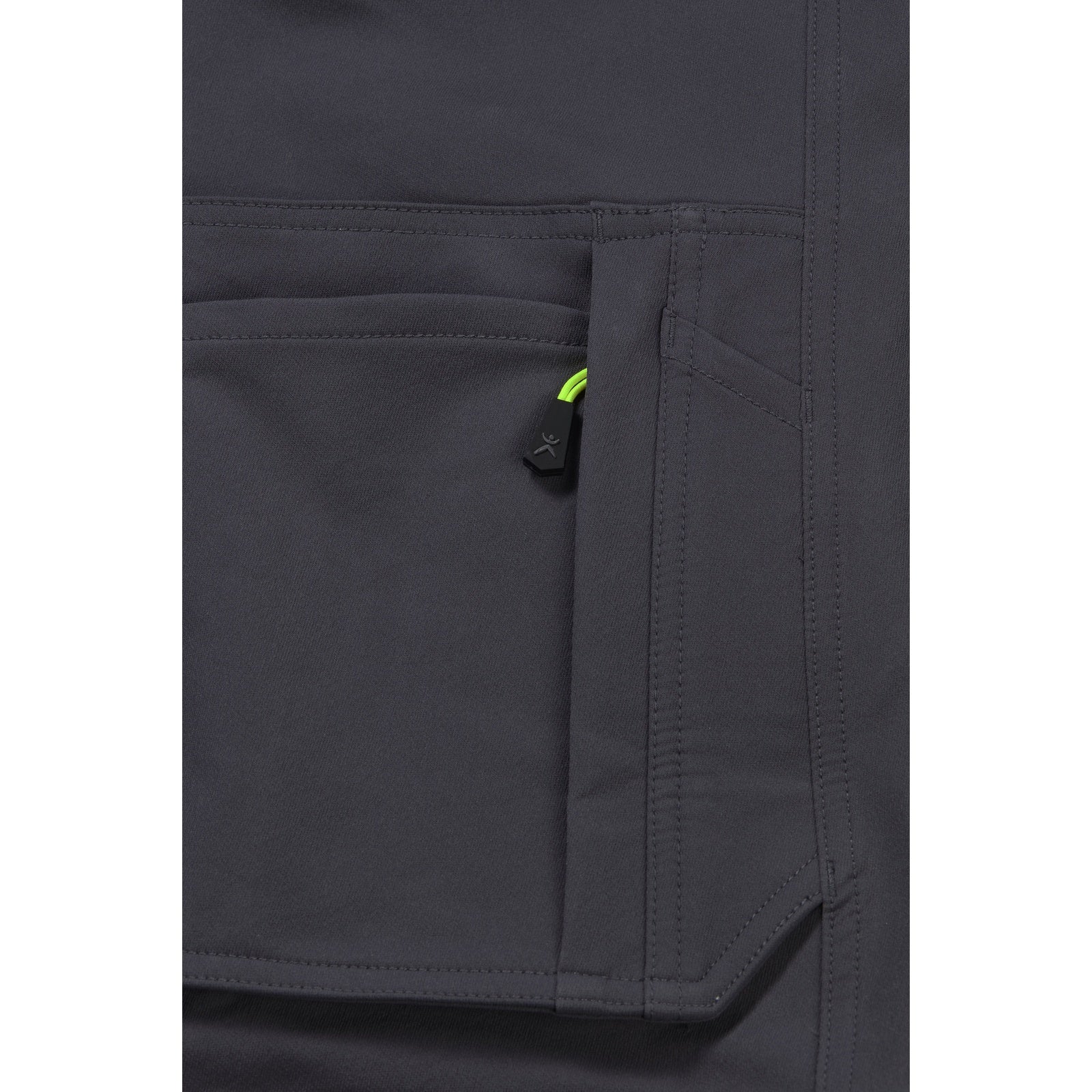 Planam rECOline Trousers royal blue/black - Right thigh pocket with yellow zip