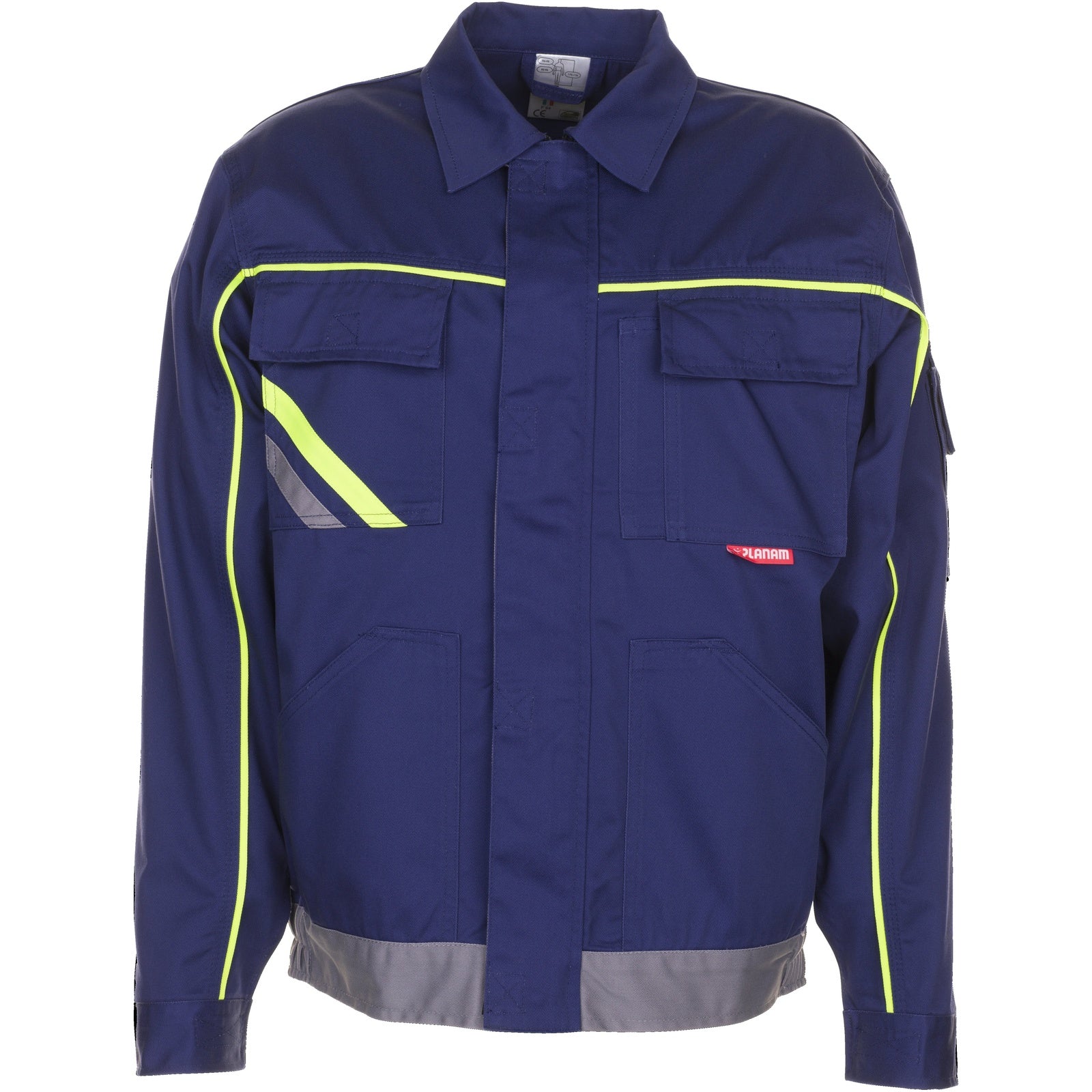 Planam Visline V2 Waisted Jacket marine/yellow/zinc - Model view 1