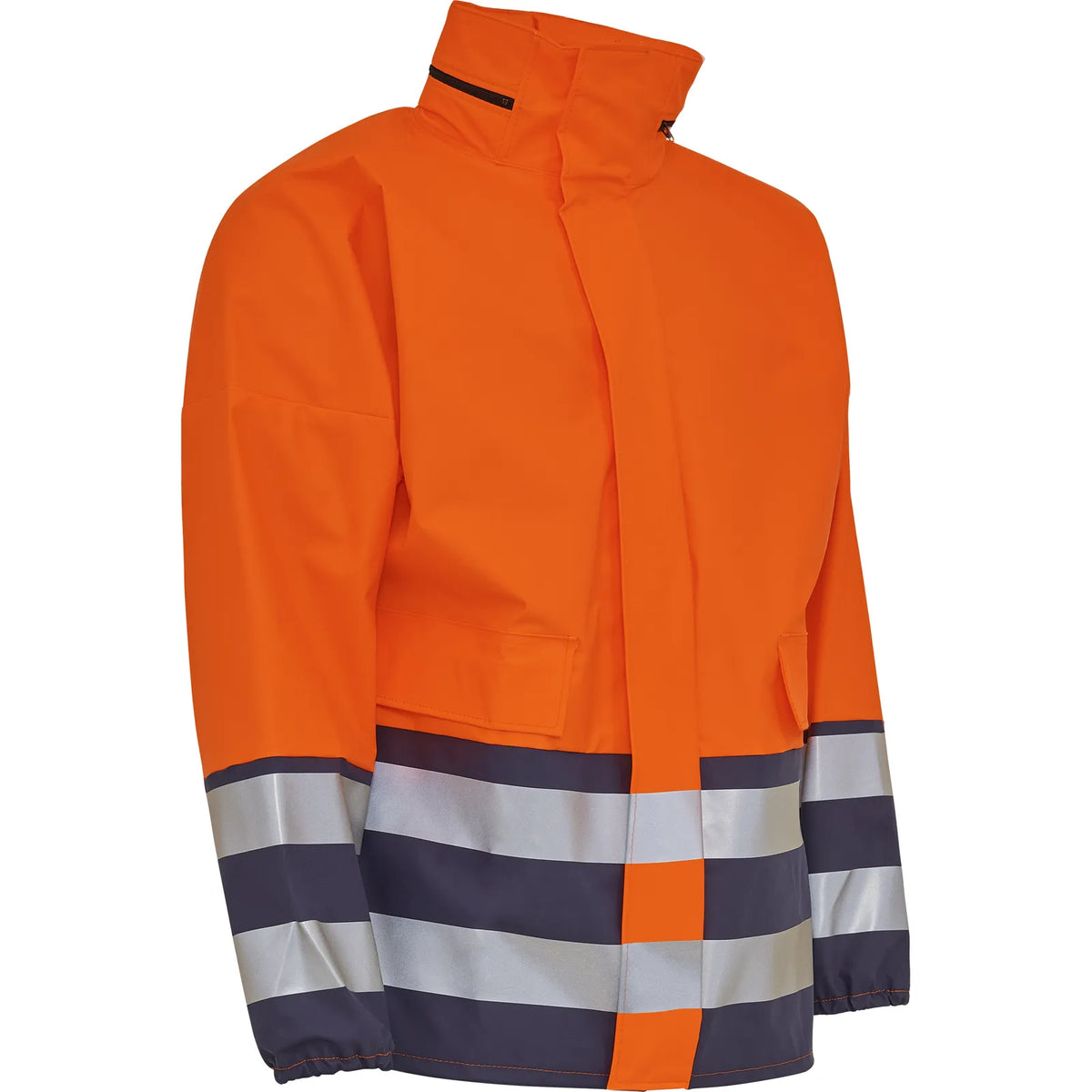 ELKA Rainwear - PU visible rain jacket with reflective tape - Fluorescent Orange/Navy