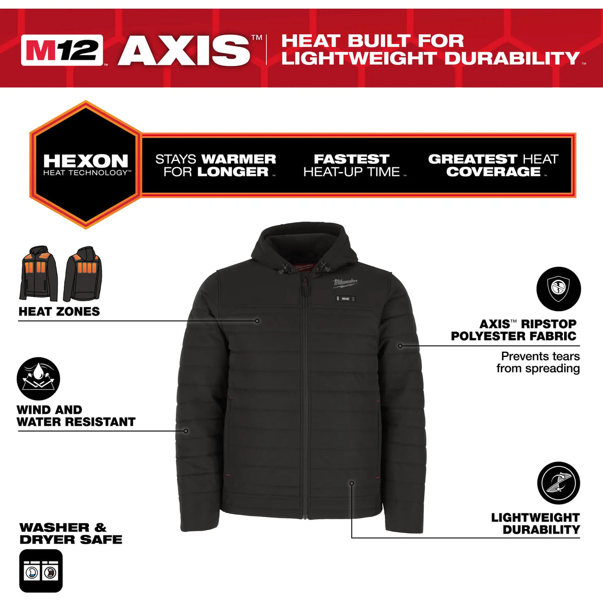Milwaukee M12™ Heated Jackets M12 HPJBL3 - Black