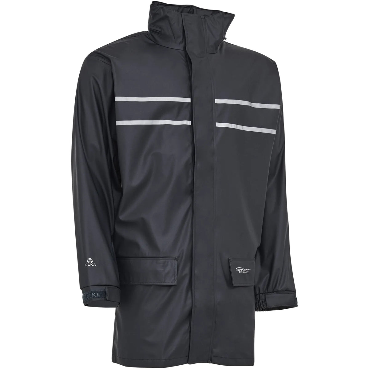 ELKA Rainwear - Dry Zone D-Lux PU Rain Jacket with extra length - Navy