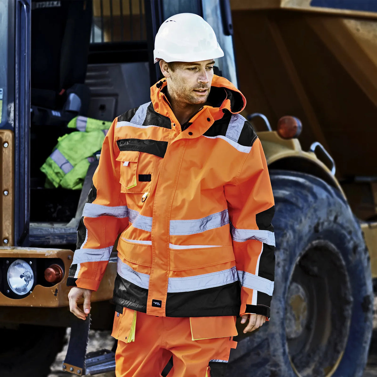 ELKA Rainwear - Visible Xtreme Oxford rain jacket with reflective tape - Fluorescent Orange/Black