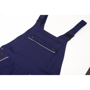 Planam Canvas 320 Dungarees grey/black - Tools remain safe in the double bib pocket with zip closure.