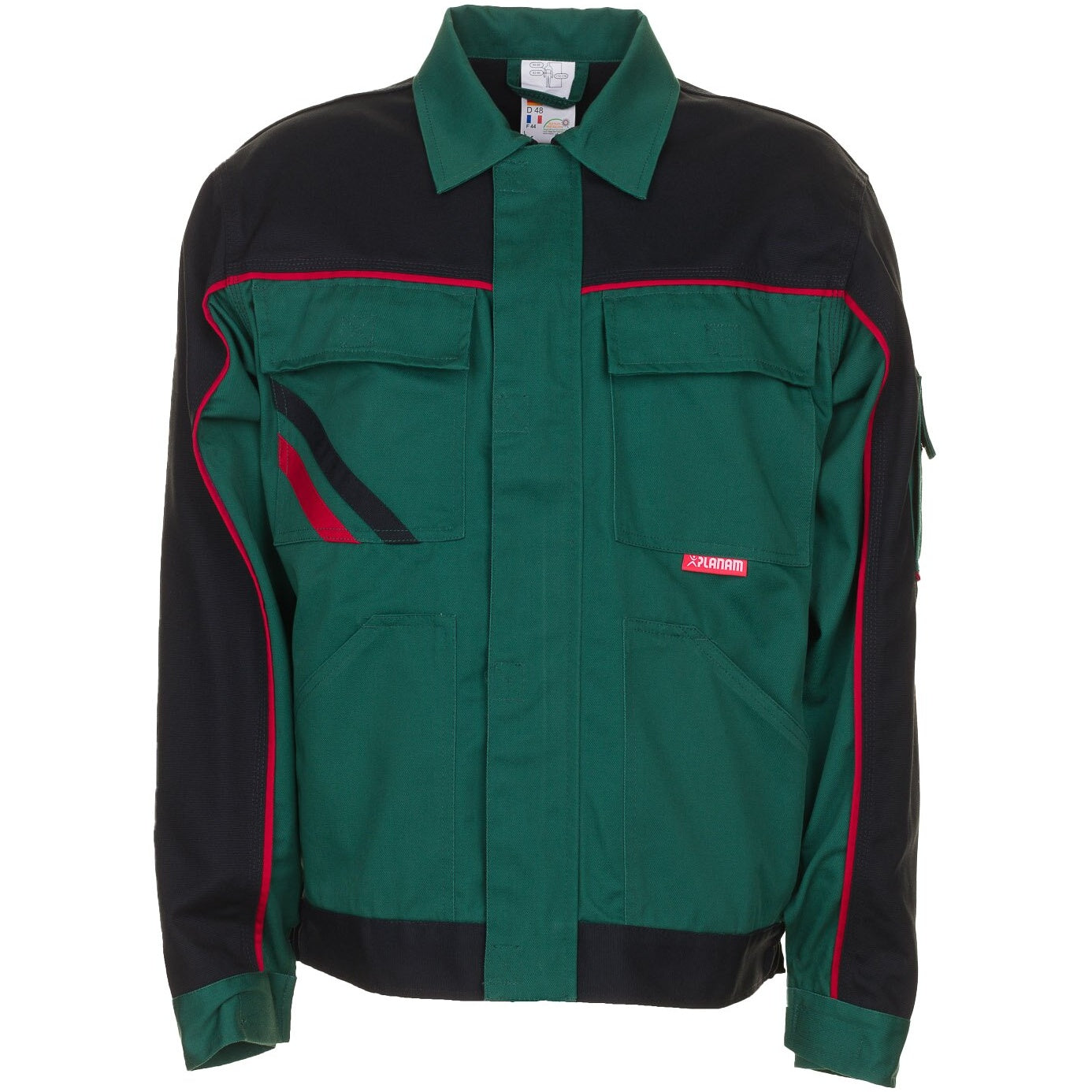 Planam Highline Waisted Jacket green/black/red - Model view 1