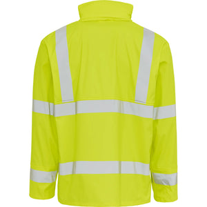 ELKA Rainwear - Dry Zone Visible PU Rain Jacket Hi-Vis with Reflective Stripes - Fluorescent Yellow