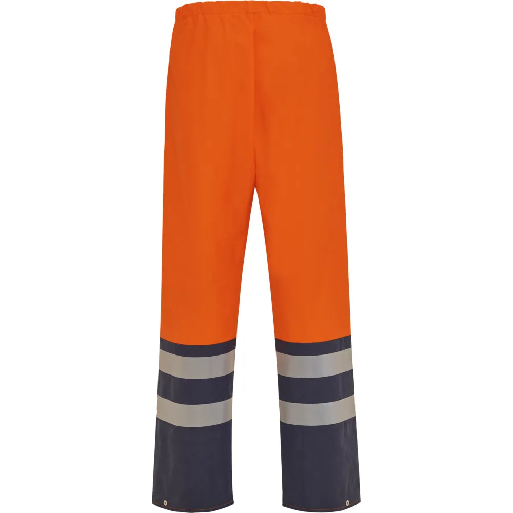 ELKA Rainwear - PU visible Waist trousers with reflective tape - Fluorescent Orange/Navy