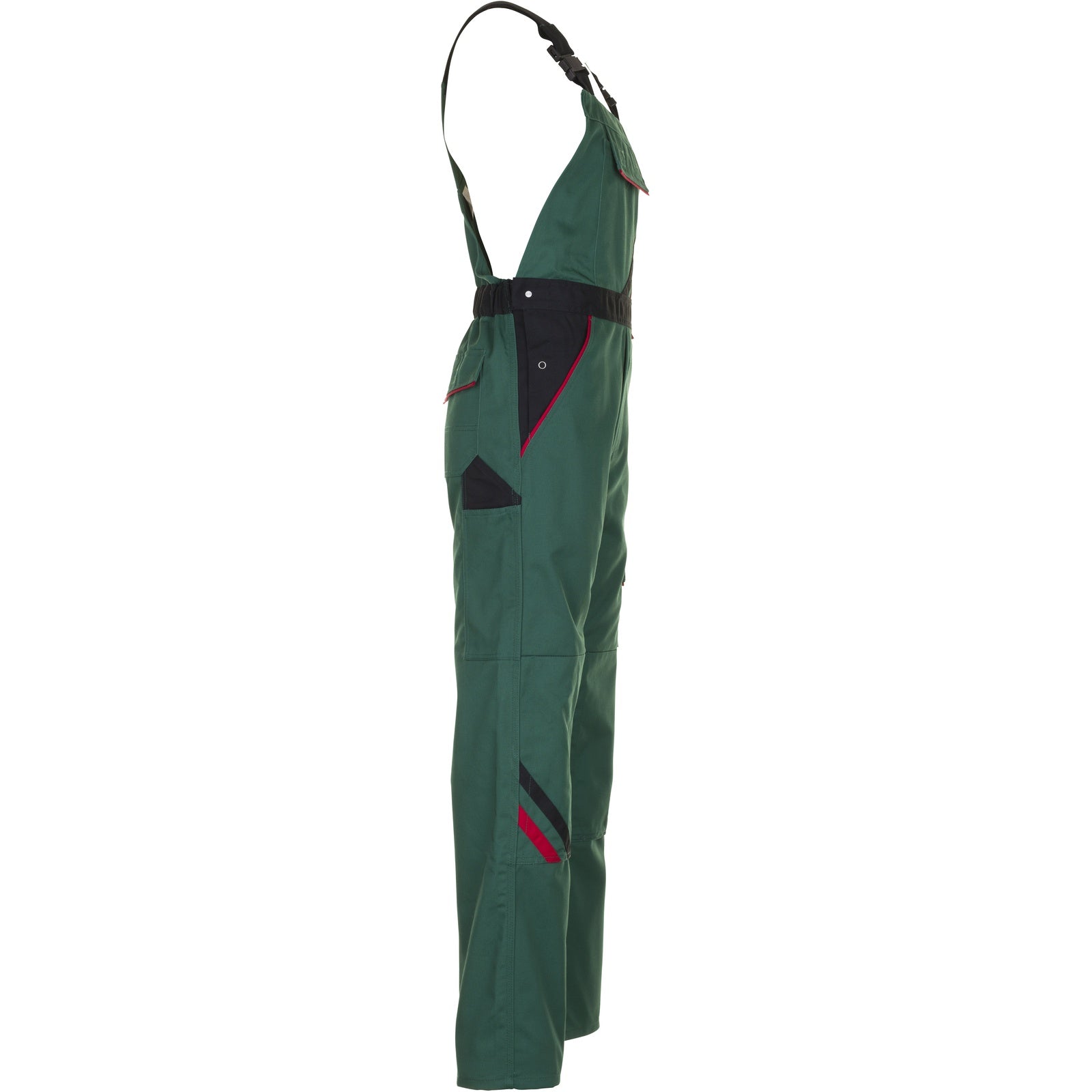Planam Highline Dungarees green/black/red - Model view 3