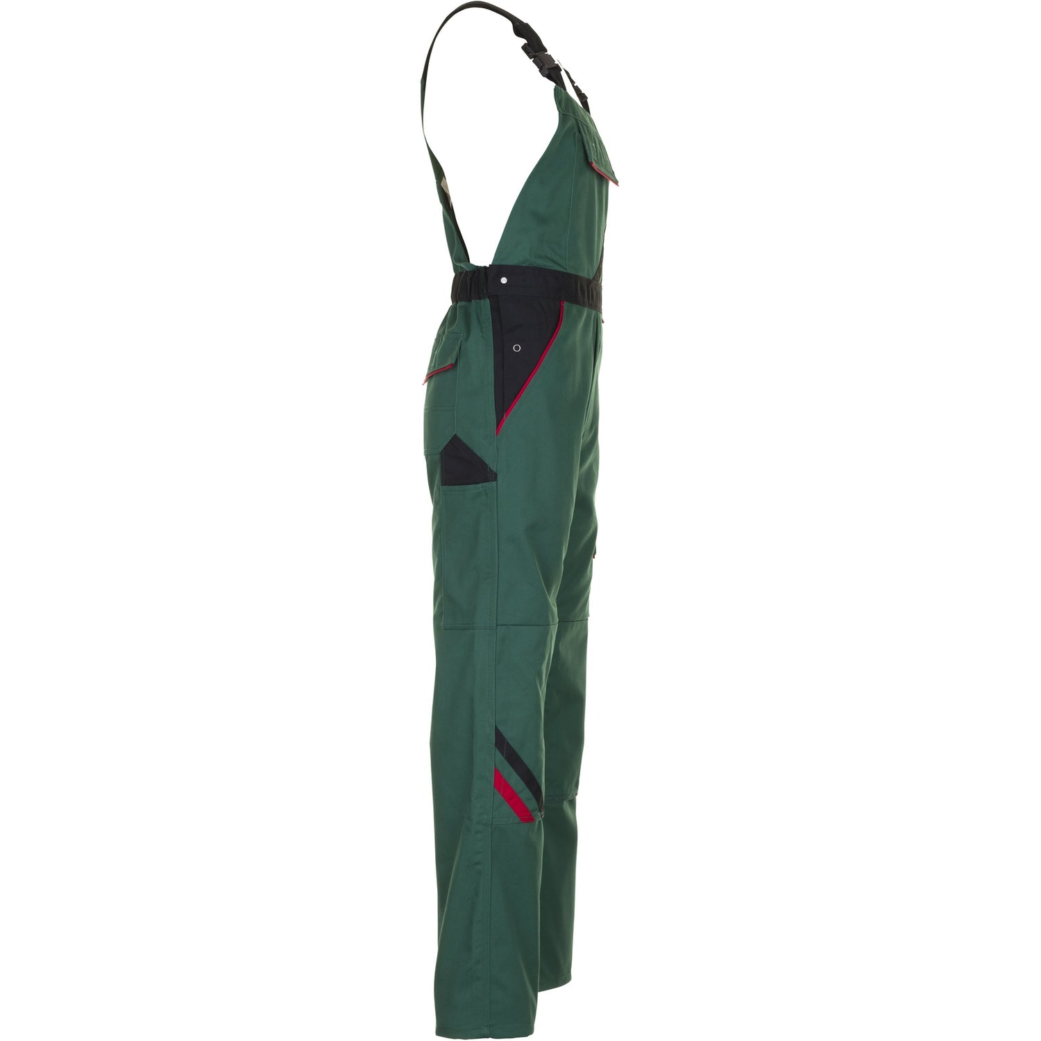 Planam Highline Dungarees green/black/red - Model view 3