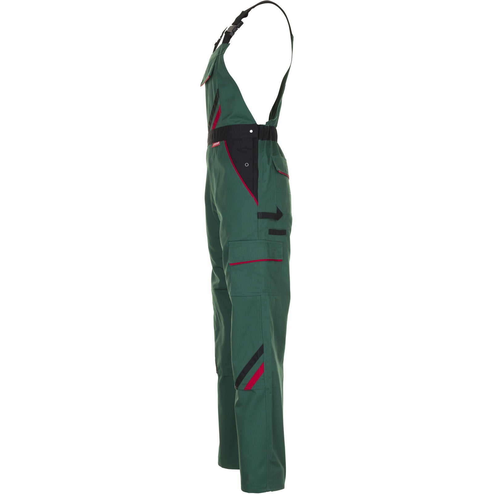 Planam Highline Dungarees green/black/red - Model view 4