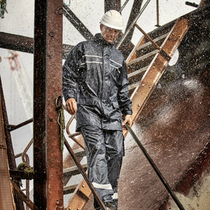 ELKA Rainwear - Dry Zone D-Lux PU Rain Jacket with extra length - Navy