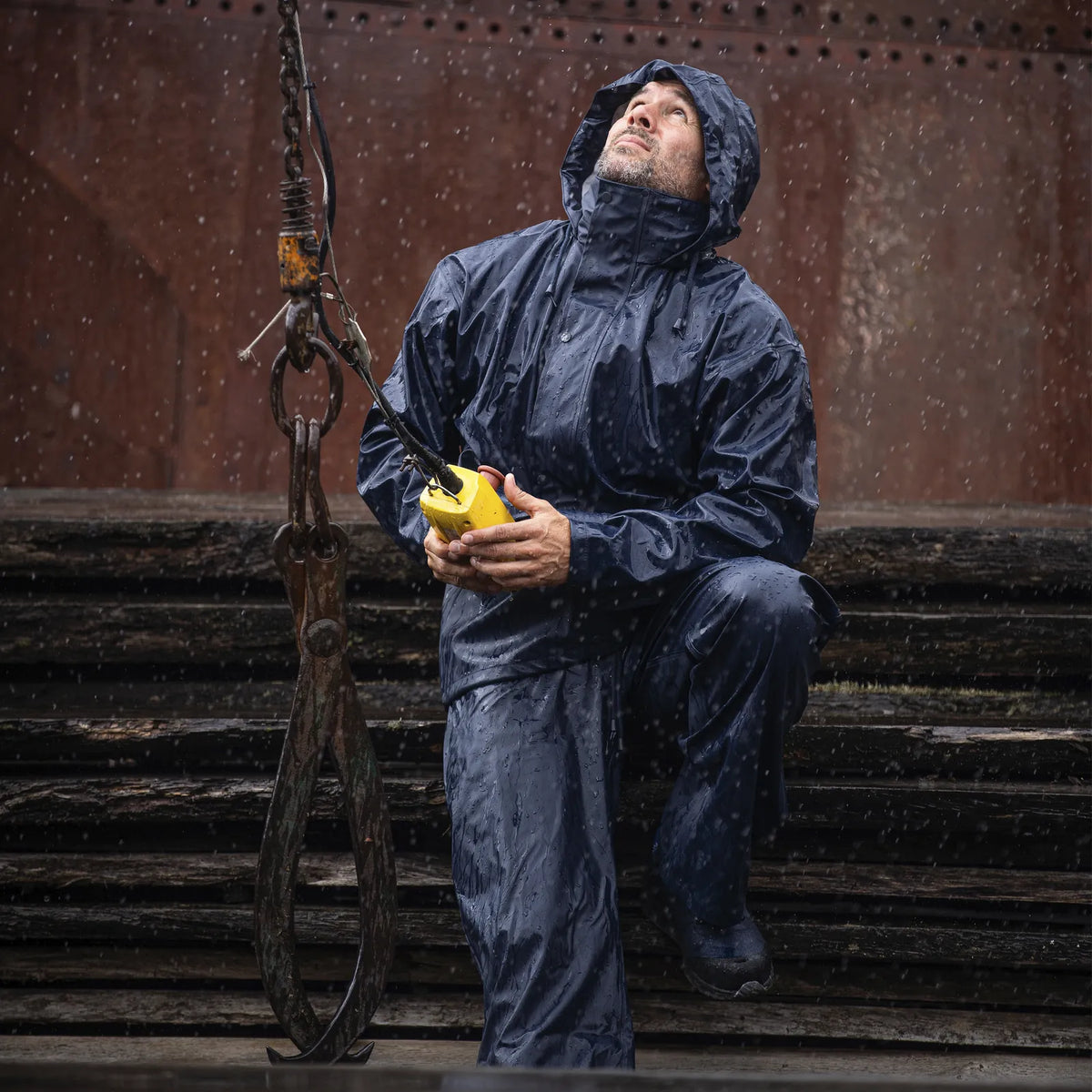 ELKA Rainwear - Dry Zone Rain Jacket and Rain Pants PU Rain Set - Navy
