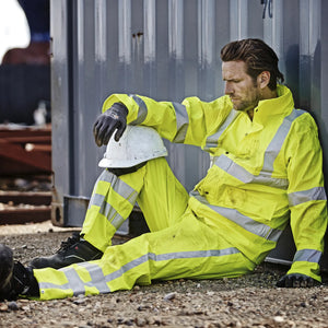 ELKA Rainwear - Dry Zone Visible Hi-Vis Rain Trousers with vertical reflective stripes - Fluorescent Yellow