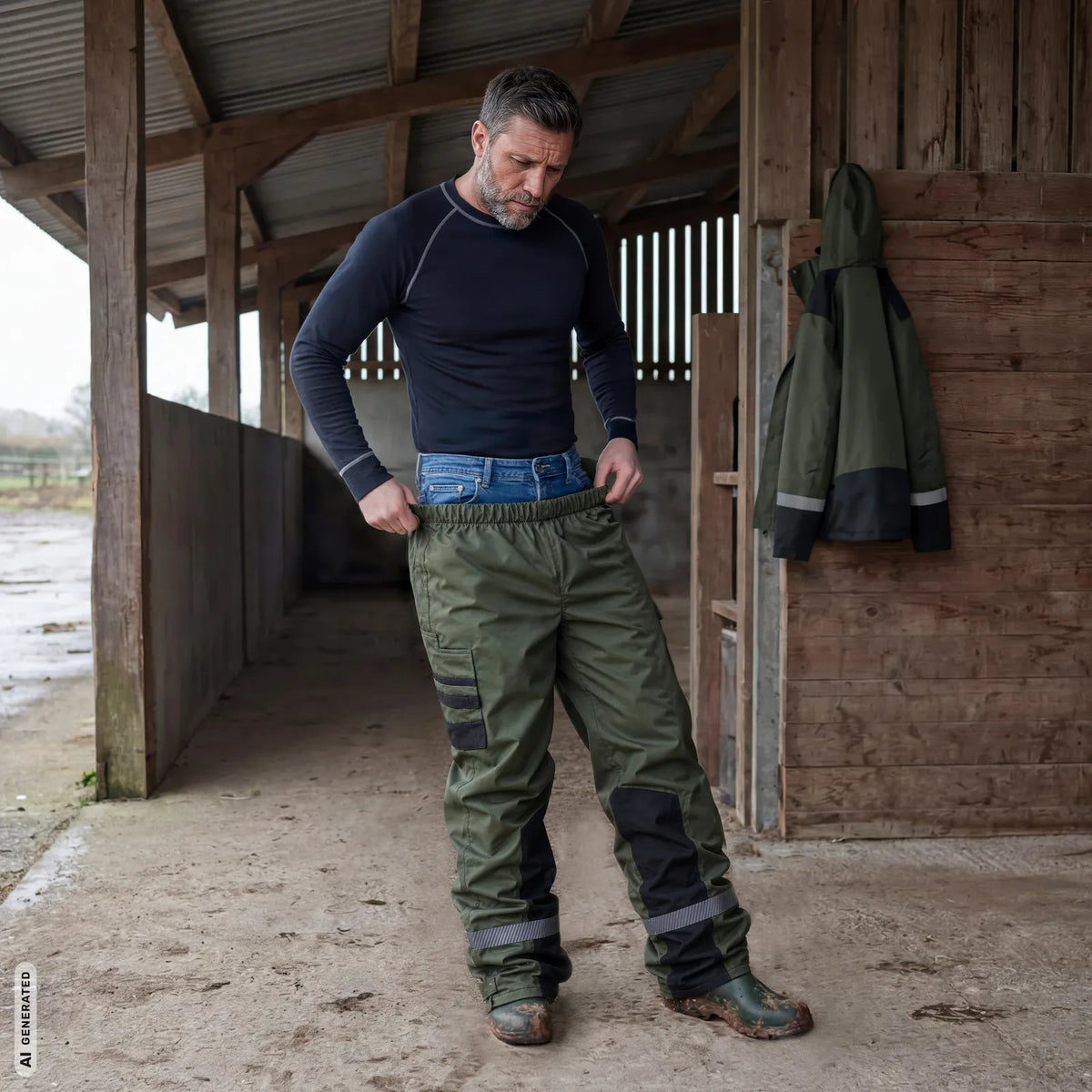 ELKA Rainwear - Working Xtreme Recycled Heavy Duty Overtrousers - Olive/Black