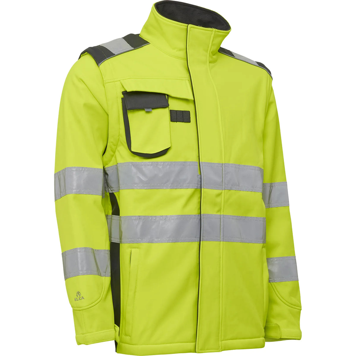 ELKA Rainwear - Visible Xtreme Softshell jacket with extra length - Fluorescent Yellow/Grey