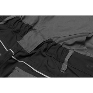 Planam Plaline Dungarees red/slate - No slipping thanks to the elastic in the waistband.