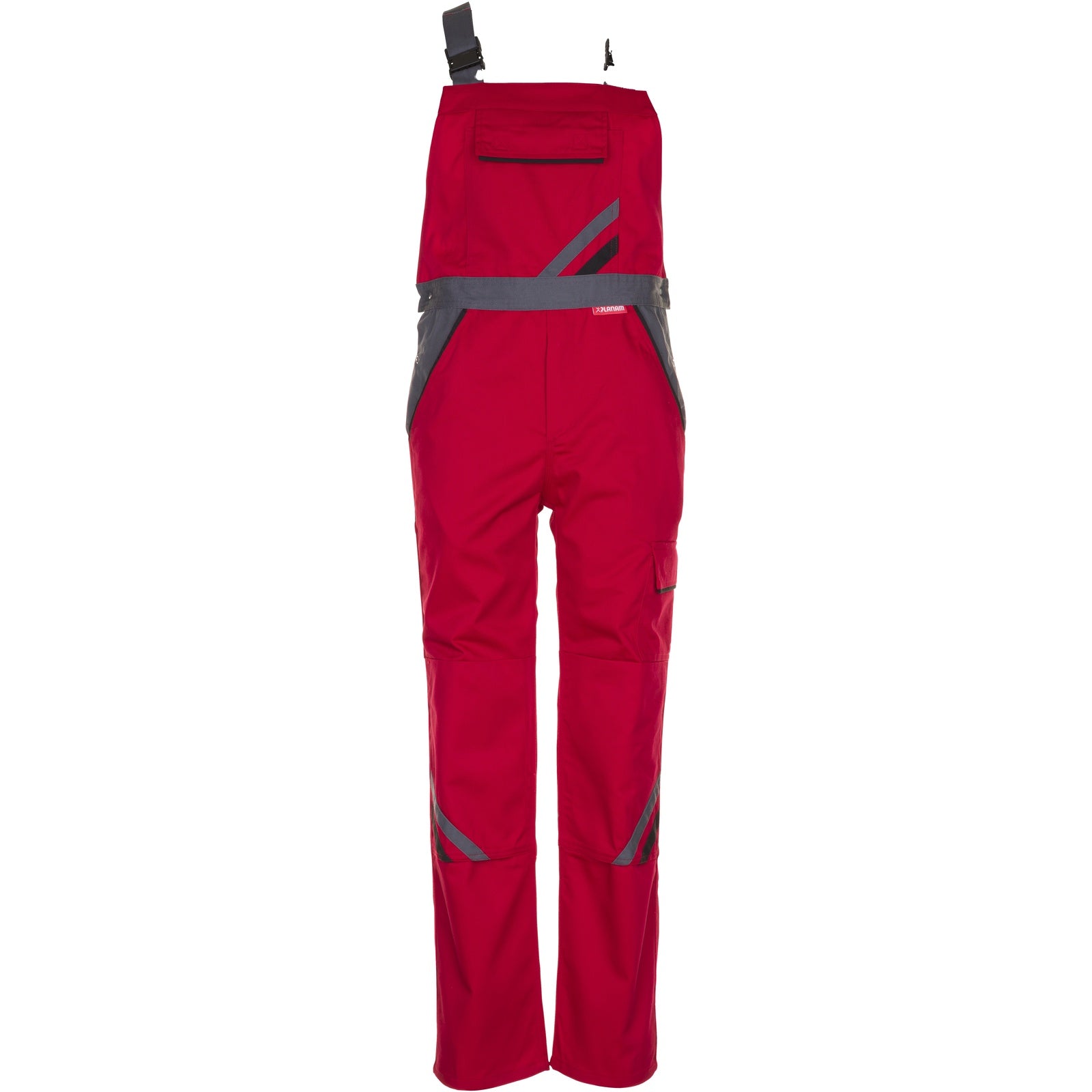 Planam Highline Dungarees red/slate/black - Main