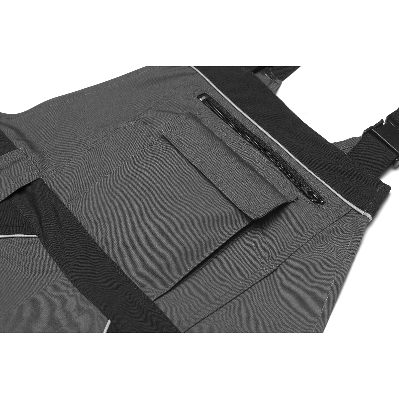 Planam Plaline Dungarees red/slate - Keep important items to hand in the bib pocket