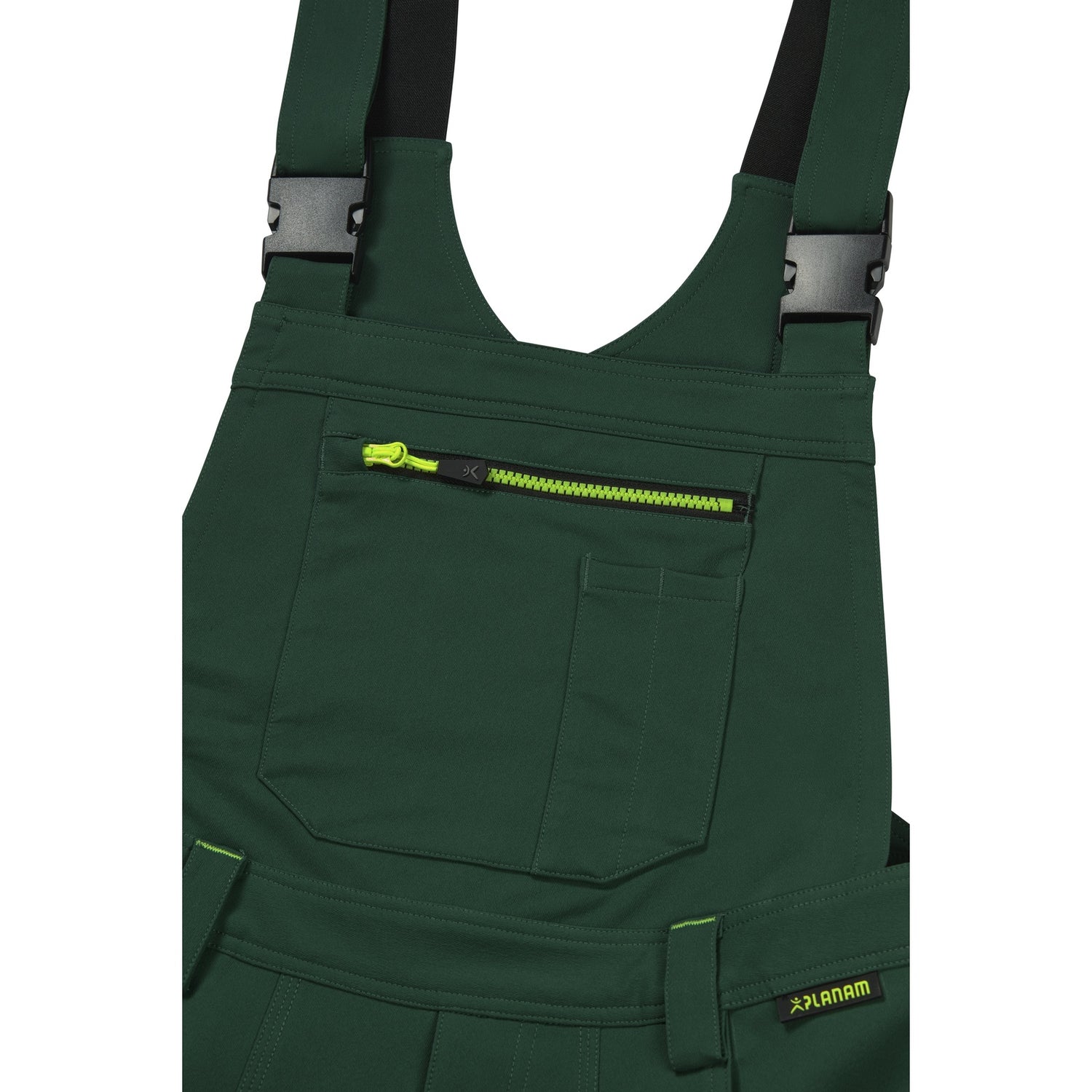 Planam rECOline Bibpant black/black - Important items remain secure in the bib pocket.