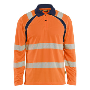 Blaklader BLAKLADER 35981013 UV Protected Long Sleeved Polo Shirt Hi Vis Hi Vis Reflective Long Sleeve Work Polo MEN - 100% Polyester - 359810135389