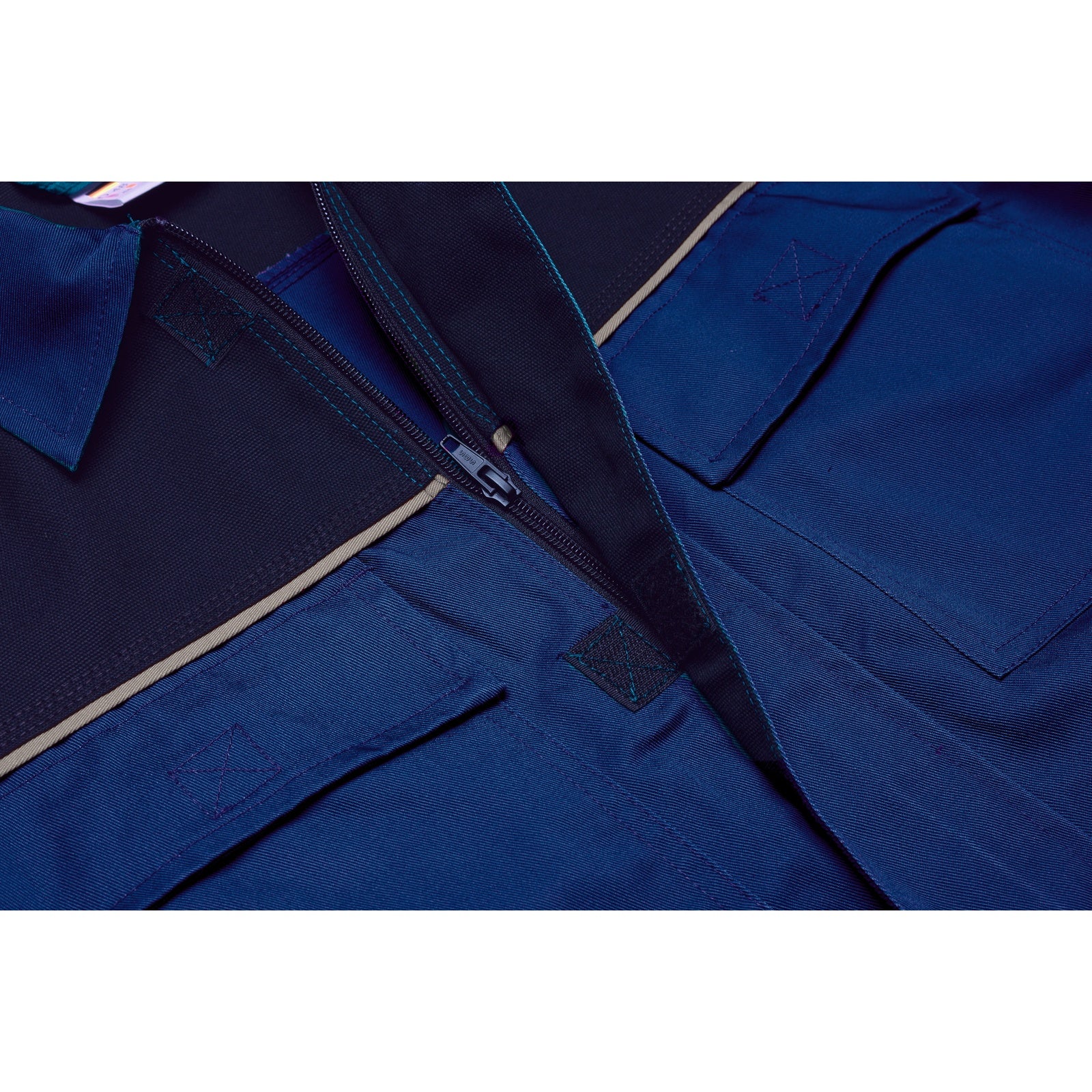 Planam Highline Waisted Jacket royal blue/navy/zinc - No snagging: the front zip is covered by a flap.