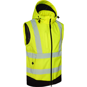 ELKA Rainwear - Visible Xtreme Softshell Jacket with detachable sleeves - Fluorescent Yellow/Black