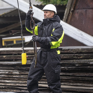 ELKA Rainwear - Working Xtreme Winter Thermal Coverall with recycled padding - Black/Fluorescent Yellow