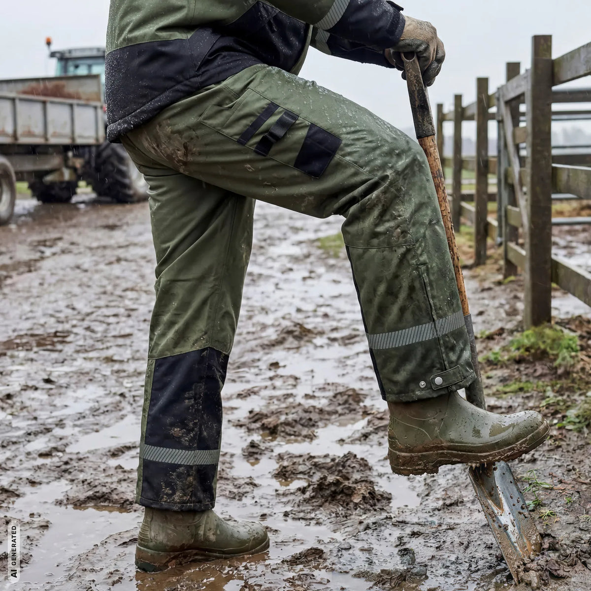 ELKA Rainwear - Working Xtreme Recycled Heavy Duty Overtrousers - Olive/Black