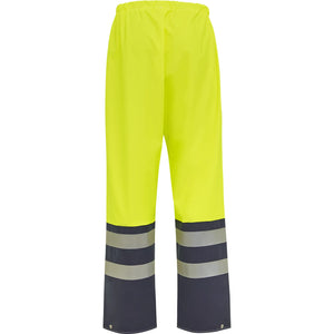 ELKA Rainwear - PU visible Waist trousers with reflective tape - Fluorescent Yellow/Navy