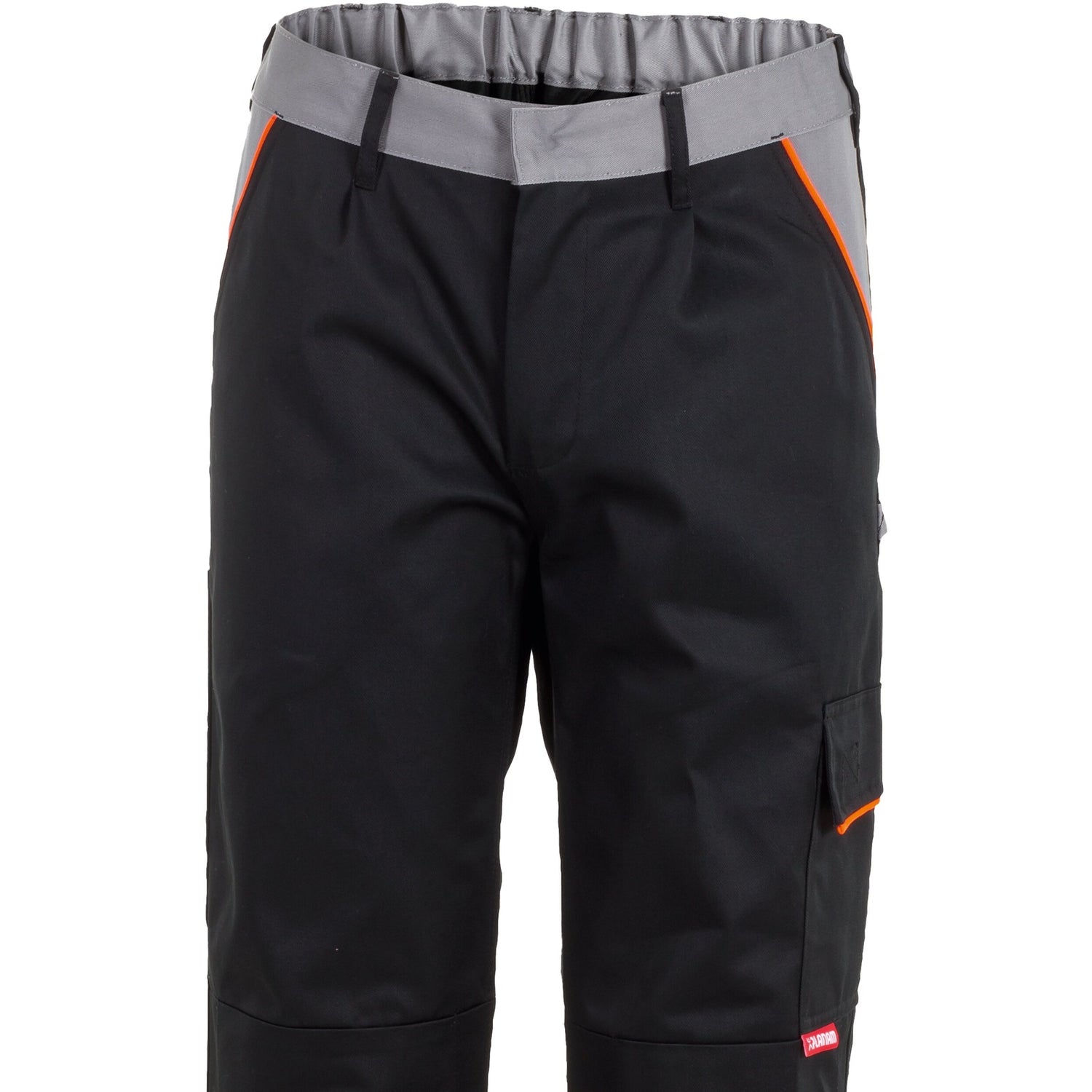 Planam Visline Trousers zinc/orange/slate - The inside tack button prevents scratching of sensitive surfaces