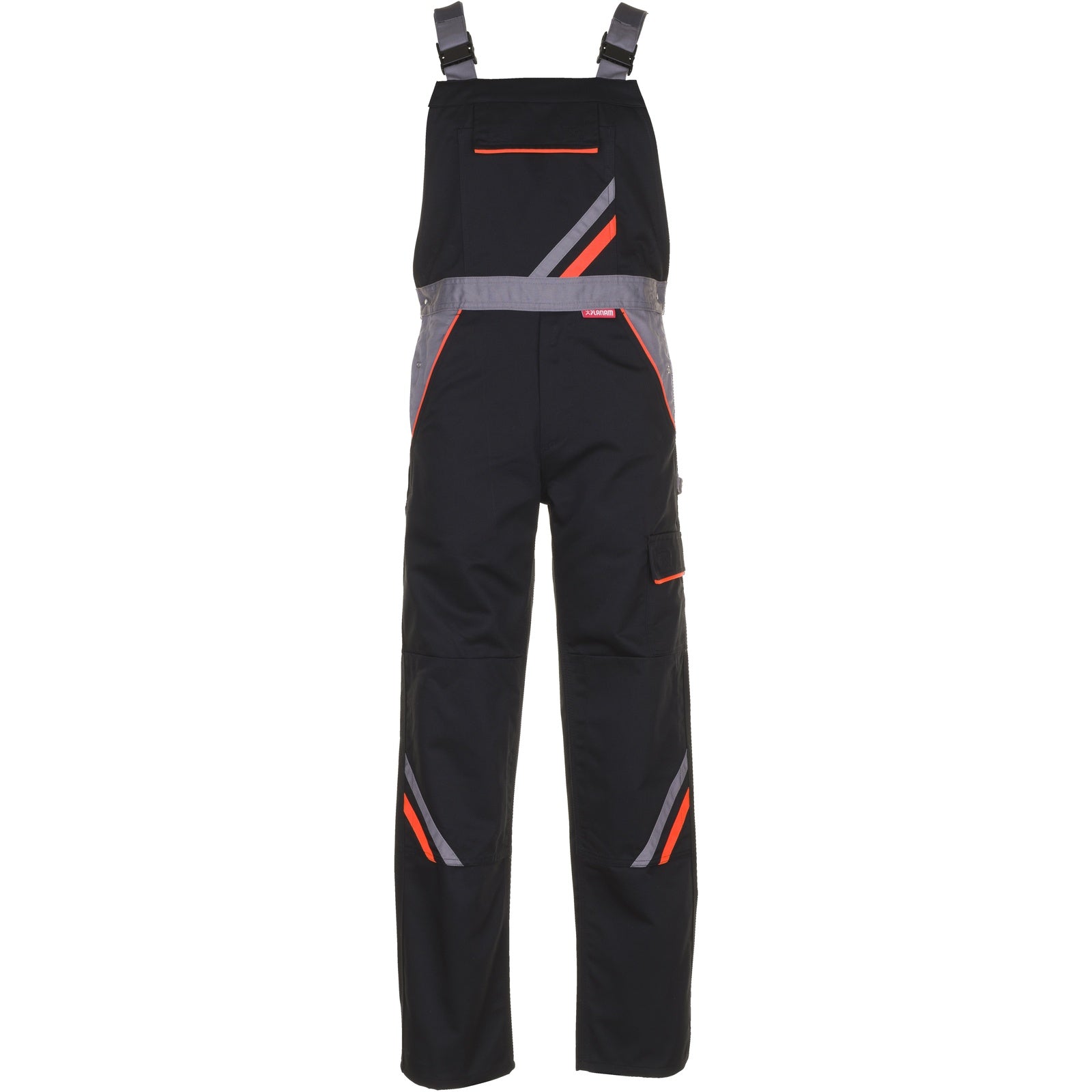 Planam Visline Dungarees black/orange/zinc - Model view 1