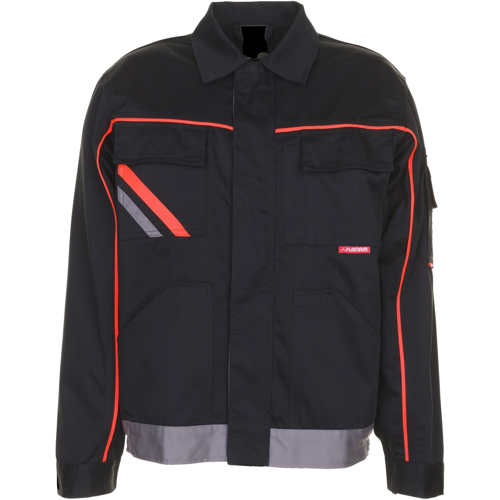 Planam Visline V2 Waisted Jacket black/orange/zinc - Model view 1